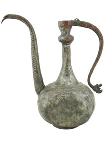 ANTIQUE 1500 AD MIDDLE EASTERN OTTOMAN BRASS PITCHER