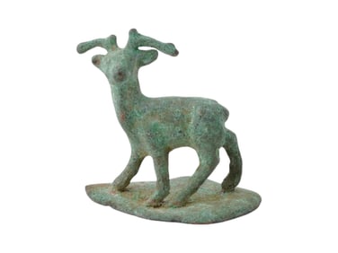 1200 BC ANCIENT SYRIAN PATINATED BRONZE DEER FIGURINE