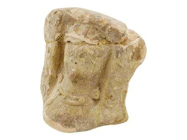 ANCIENT CLAY WOMAN HEAD SCULPTURE