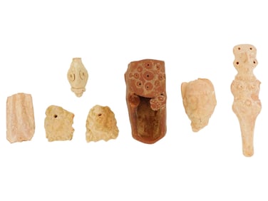 LOT OF SEVEN ANCIENT CLAY POTTERY PIECES