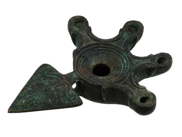 ANTIQUE ANCIENT ROMAN BRONZE GRAND TOUR OIL LAMP