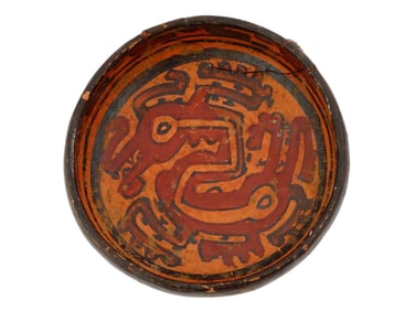 PRE COLUMBIAN HAND PAINTED CLAY POTTERY PLATE OR BOWL