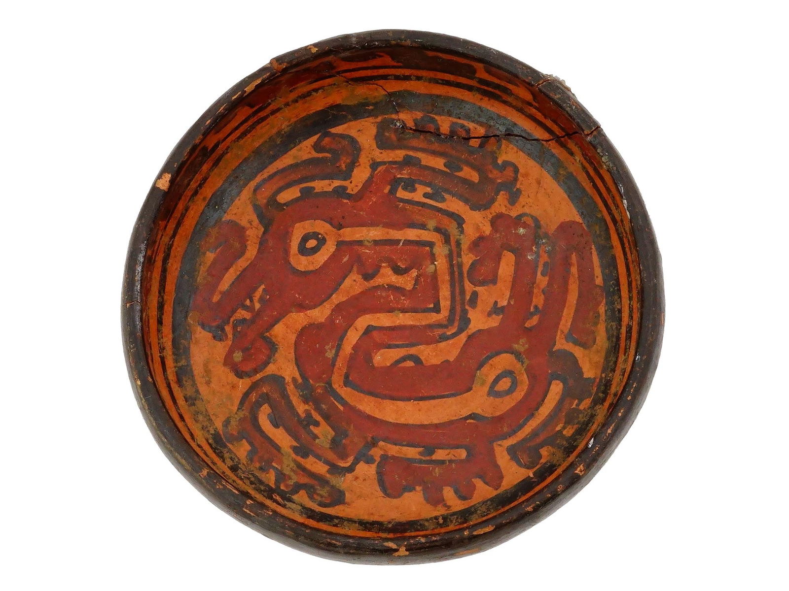 PRE COLUMBIAN HAND PAINTED CLAY POTTERY PLATE OR BOWL (1 of 9)