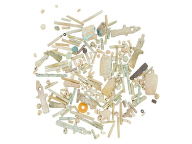 COLLECTION OF EGYPTIAN FAIENCE BEADS CROSSES WARES