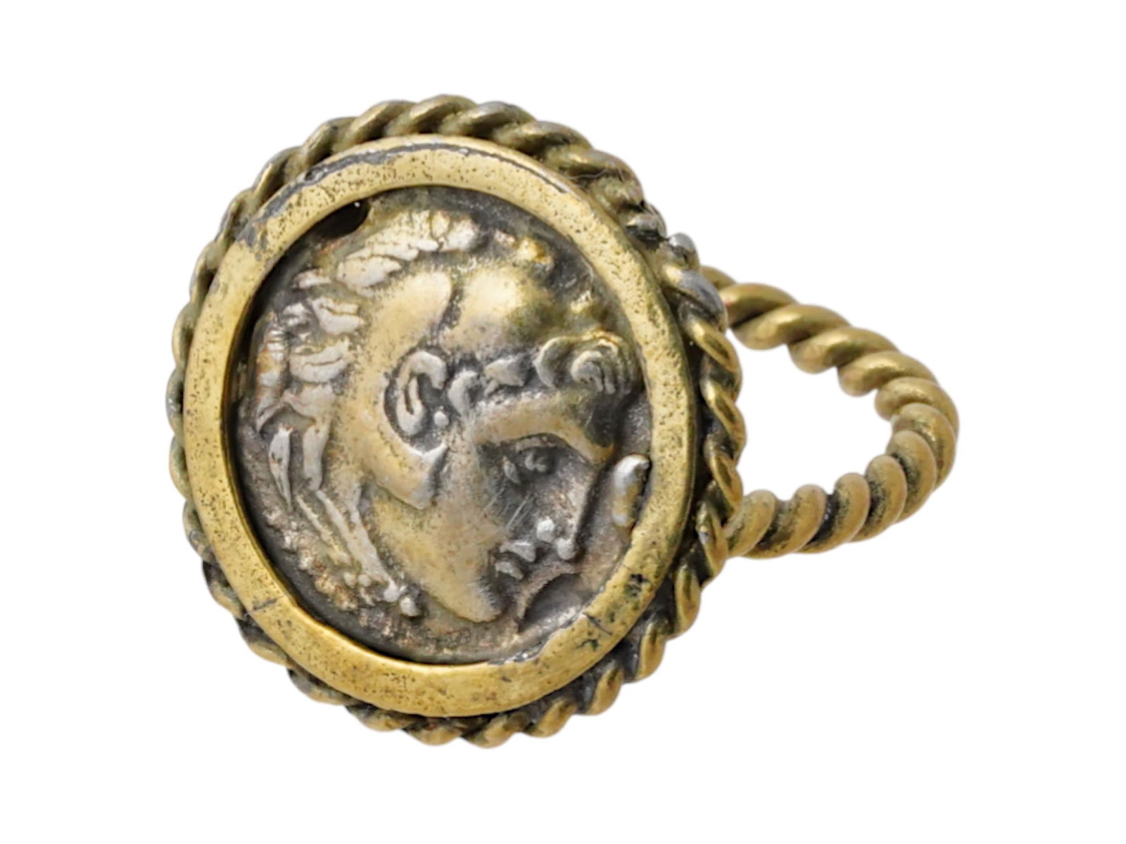 ANCIENT GREEK SILVER DRACHM COIN VERMEIL RING (1 of 5)