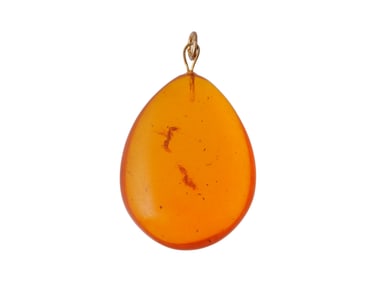 ANCIENT RAW AMBER PENDANT WITH FOSSILS OF INSECTS