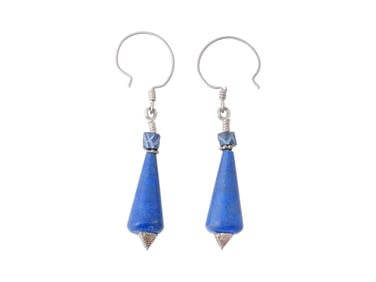 ANCIENT NEAR EASTERN LAPIS LAZULI IN SILVER EARRINGS