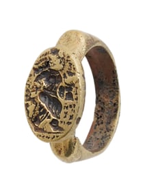 ANCIENT ROMAN BRONZE SIGNET RING OVAL BEZEL MALE IMAGE