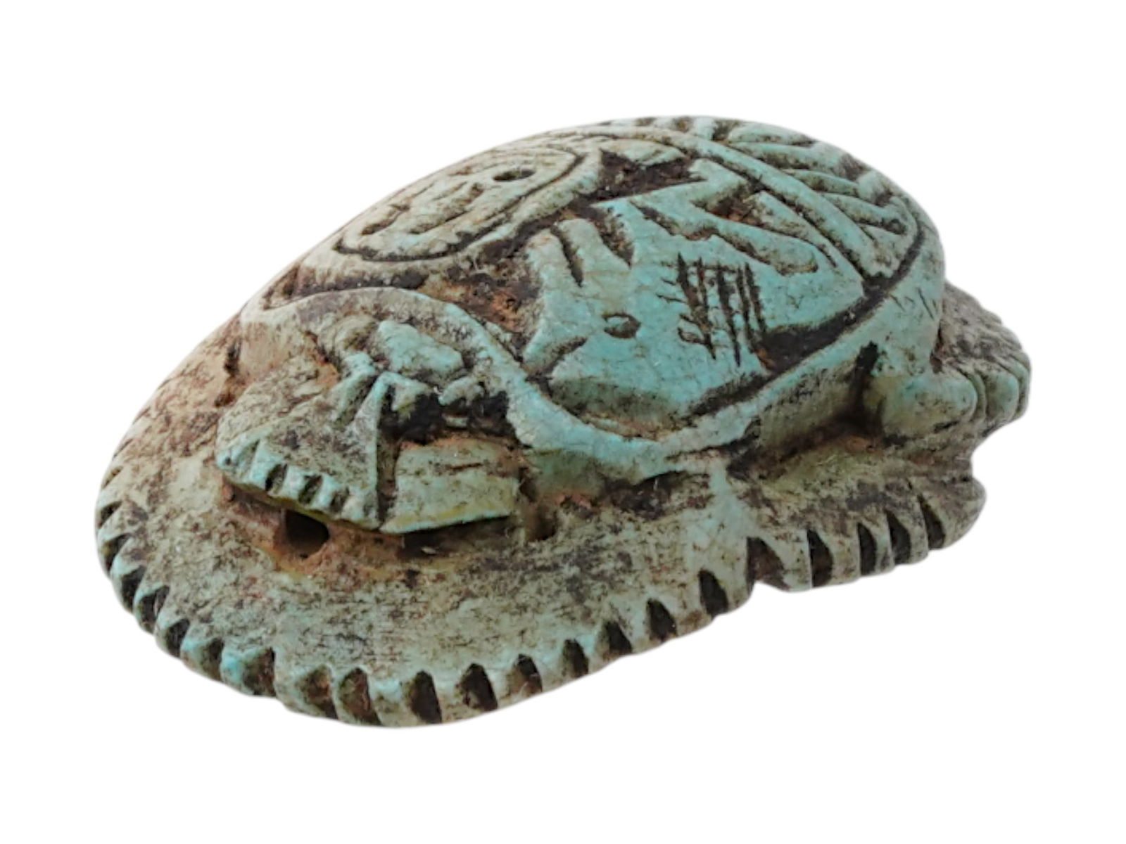 ANCIENT EGYPTIAN CARVED LIMESTONE SCARAB SUN GOD RA (1 of 5)