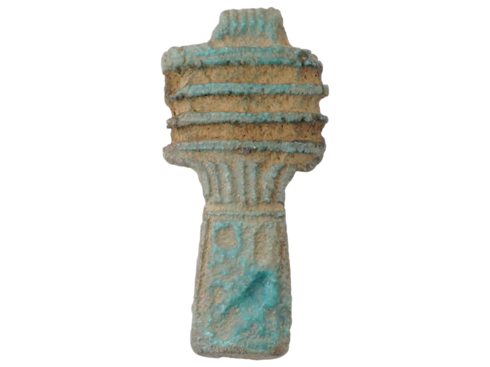 ANCIENT EGYPTIAN PTOLEMAIC FAIENCE AMULET DJED PILLAR (1 of 4)