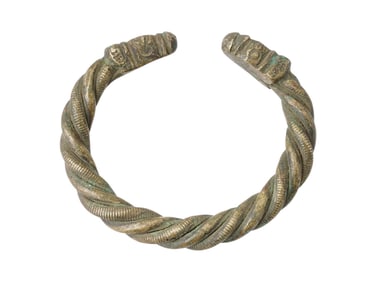 ANCIENT PERSIAN FIGURAL HORSE SOLID BRONZE BRACELET