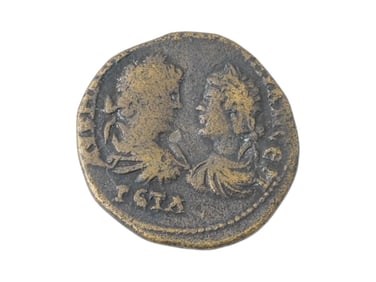 ANCIENT ROMAN BUSTS ELAGABALUS JULIA MAESA BRONZE COIN