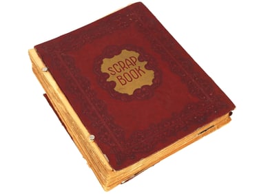 LARGE 20TH C AMERICAN SCRAPBOOK W VARIOUS CLIPPINGS