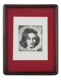 SIGNED ANDY WARHOL ETCHING OF ELIZABETH TAYLOR LIZ 1964