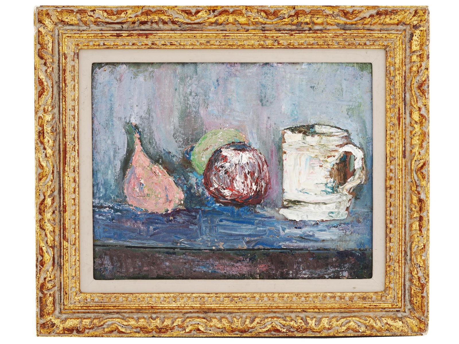 RUSSIAN FRENCH OIL PAINTING BY SERGE CHARCHOUNE: Serge Charchoune, Russian, French, 1888 to 1975, oil painting on board depicting a still life. Signed lower right. Framed. Serge Charchoune is known for Abstract, cubist, and nonobjective painting. Al