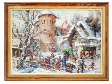 RUSSIAN PAINTING MOSCOW WINTER BY VLADIMIR ORLOV