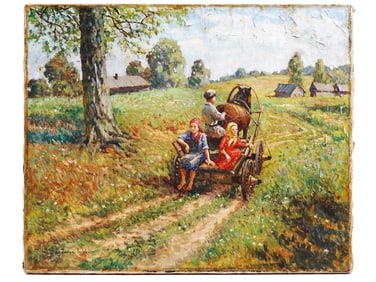 RUSSIAN GENRE PAINTING BY NIKOLAI BOGDANOV BELSKY