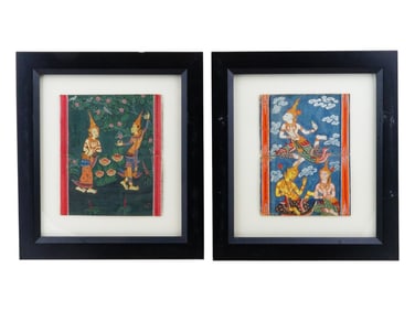 LOT OF THAI SCENES MIXED MEDIA PAINTINGS FRAMED