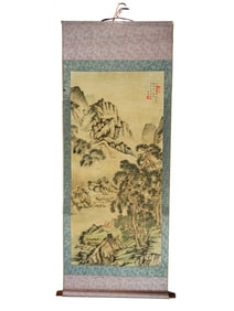 LARGE CHINESE WATERCOLOR PAINTING HANGING SCROLL