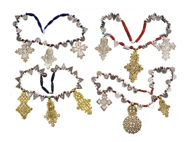 ETHIOPIAN SILVER COPPER COPTIC CROSS BEAD NECKLACES
