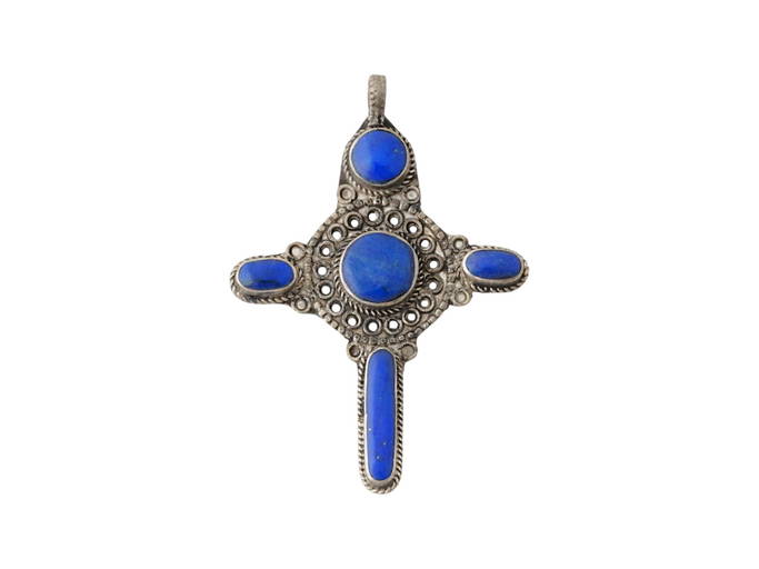 Necklace Chain Cross Heart Lapis Lazuli