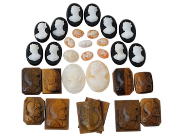 COLLECTION OF ANTIQUE HAND CARVED CAMEOS