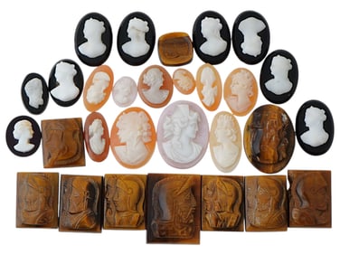 COLLECTION OF ANTIQUE HAND CARVED CAMEOS