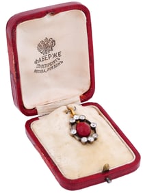 RUSSIAN SILVER GOLD EGG SHAPED PURPURIN PENDANT
