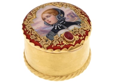 IMPERIAL RUSSIAN GOLD BOX WITH ENAMEL PORTRAIT
