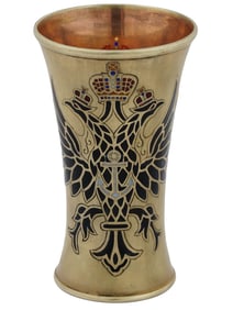 RUSSIAN GILT SILVER PLIQUE A JOUR ENAMEL CUP