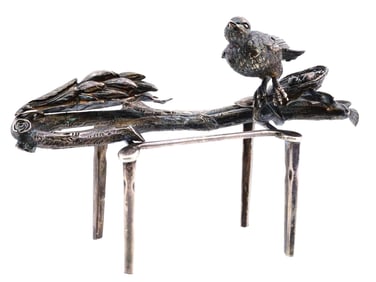 ANTIQUE SPANISH COLONIAL SILVER TOOTHPICK HOLDER