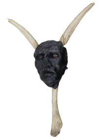 AMERICAN HUMAN MASK AND BONES SCULPTURE