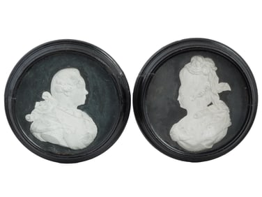 ANTIQUE 18TH C RUSSIAN ROYALTY RELIEF PORTRAITS