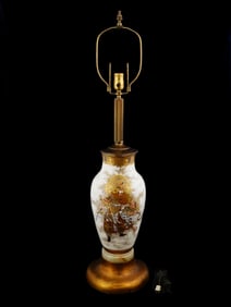 ANTIQUE JAPANESE SATSUMA POTTERY TABLE LAMP