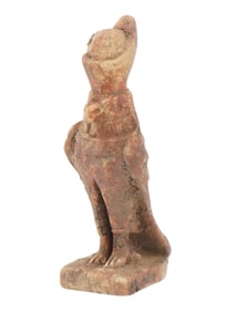 ANCIENT EGYPTIAN CARVED FIGURE CROWNED FALCON GOD HORUS