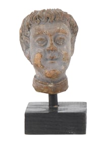 ANCIENT EGYPTO ROMAN TERRACOTTA MALE HEAD 100 TO 200 AD