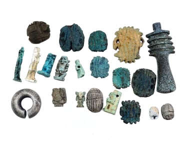 ANCIENT EGYPTIAN FAIENCE AMULETS GOD FIGURES SCARABS