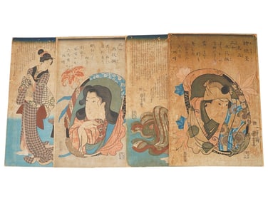 LOT OF UTAGAWA KUNIYOSHI JAPANESE WOODBLOCK PRINTS