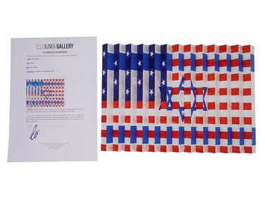 ELI COHEN JUDAICA ACRYLIC ALUMINIUM FLAGS ART W COA