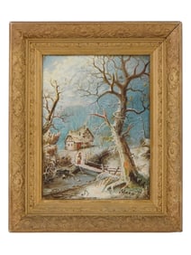 WINTER LANDSCAPE OIL PAINTING SIGNED FRANK WESTON BENSON