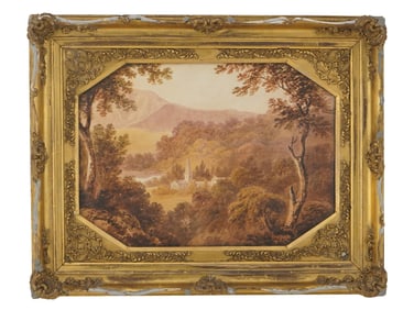 ANTIQUE ENGLISH LANDSCAPE WATERCOLOR PAINTING