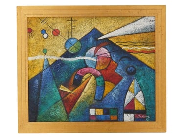 BENJAMIN LONG ISRAELI ABSTRACT MIXED MEDIA PAINTING
