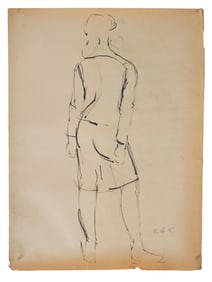 ATTR TO ELAINE DE KOONING MIXED MEDIA PAINTING ON PAPER