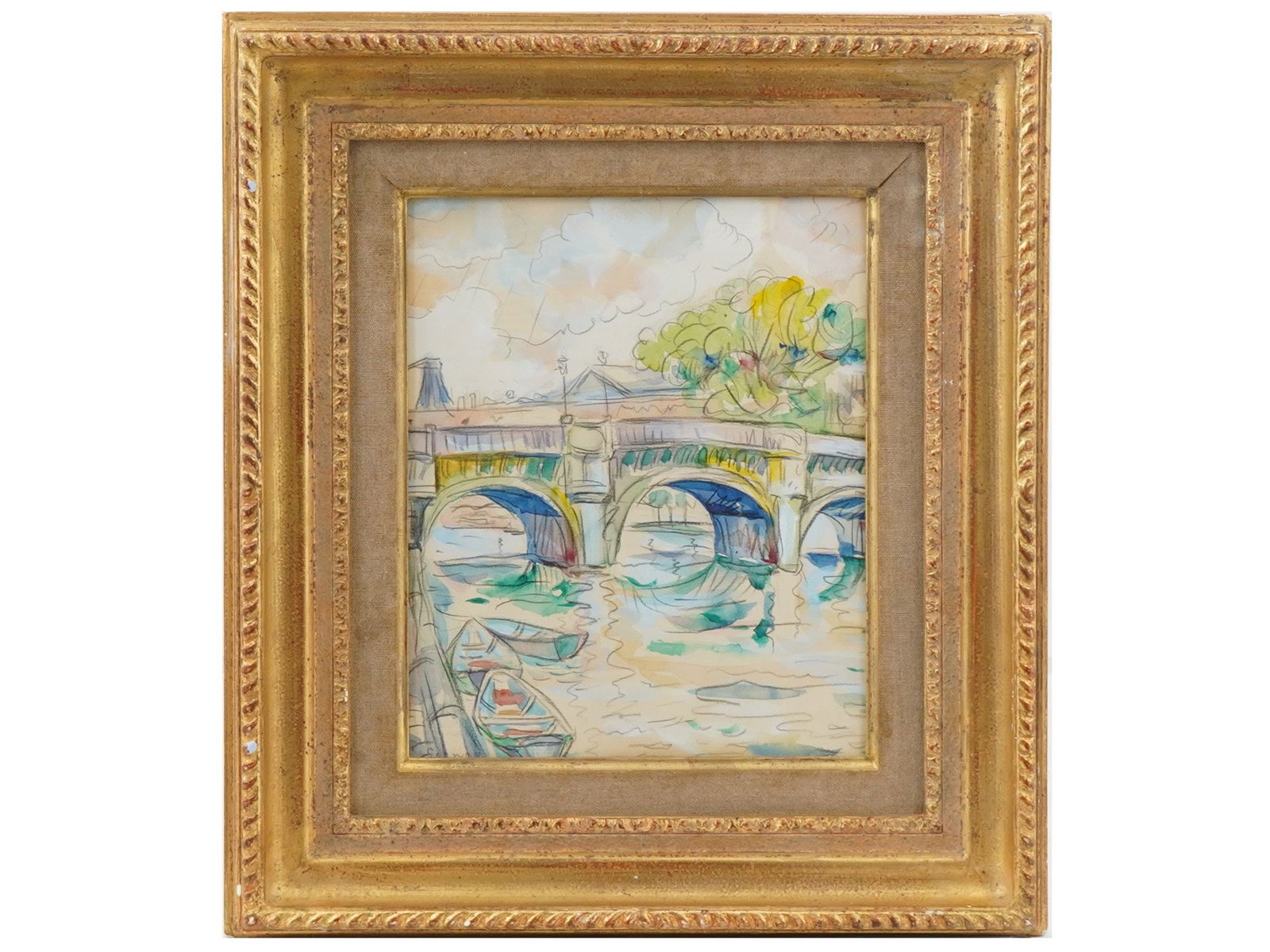 ATTR PAUL SIGNAC FRENCH CITYSCAPE WATERCOLOR PAINTING (1 of 5)