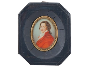 MINIATURE OVAL PORTRAIT PAINTING ON PORCELAIN FRAMED