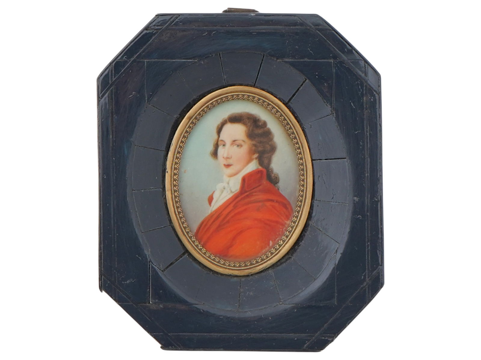 MINIATURE OVAL PORTRAIT PAINTING ON PORCELAIN FRAMED (1 of 3)