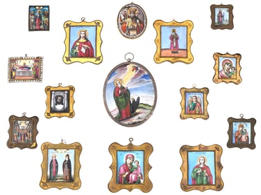 ANTIQUE RUSSIAN ORTHODOX ENAMEL MINIATURE ICONS