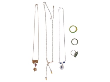 LOT OF VINTAGE SILVER GEMSTONE NECKLACES AND RINGS