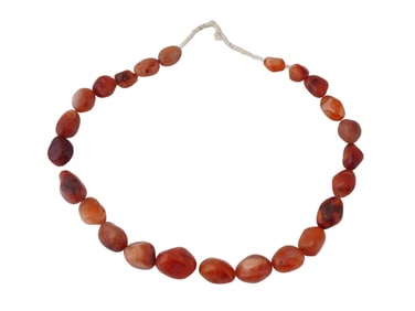 NATURAL RED AGATE BEADS SET INTO NECKLACE FOR JEWELRY