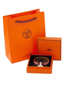 VINTAGE FRENCH HERMES GOLD PLATED PINK CLIC H BRACELET